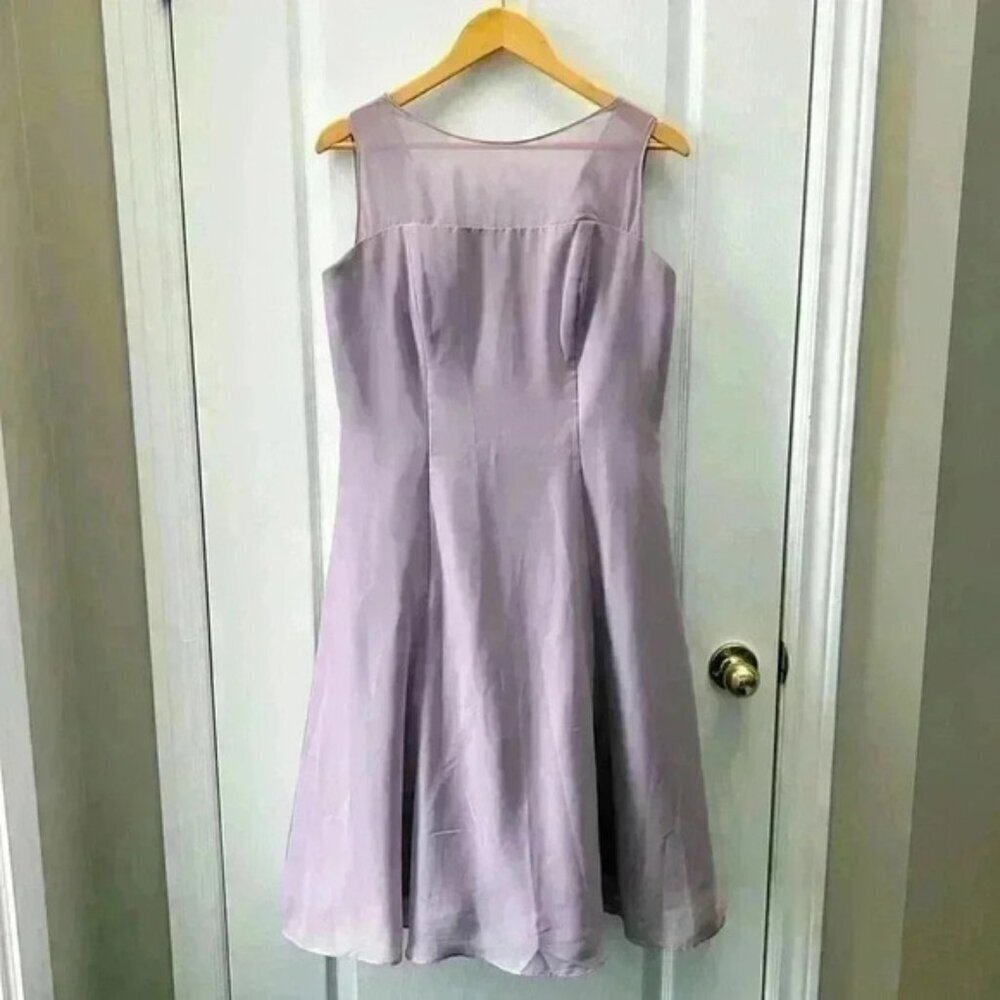 Christina Wu Dress Sheer Chiffon Sleeveless A-line Flowy Lilac Purple Gown 16 - Picture 3 of 15
